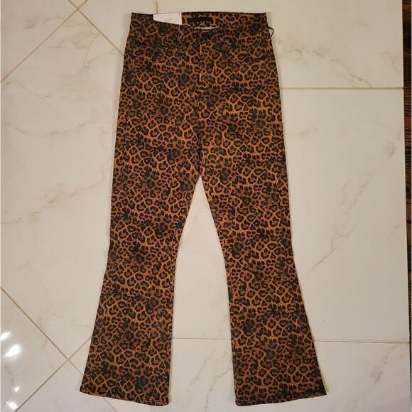 7 for all Mankind Leopard Print High-rise Slim-fit Kick Flare Jeans NEW - Picture 6 of 14